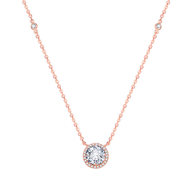 Beneto Ružovo pozlátený strieborný náhrdelník s kryštálmi AGS1135   47-ROSE