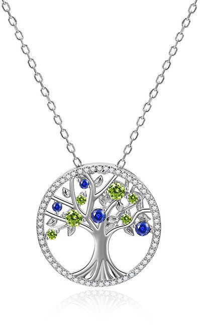 Beneto Strieborný náhrdelník s trblietavými zirkónmi Strom života AGS1232   47