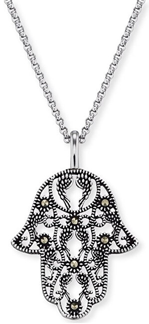 Engelsrufer Strieborný náhrdelník Ruka Fatimy s markazity ERN-LILHAND-MA