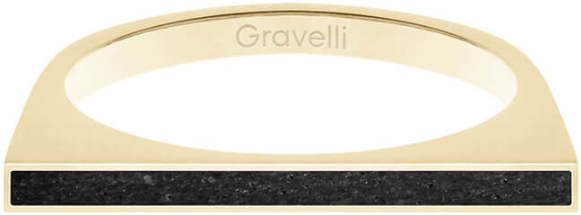 Gravelli Oceľový prsteň s betónom One Side zlatá   antracitová GJRWYGA121 50 mm