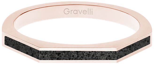 Gravelli Oceľový prsteň s betónom Three Side bronzová   antracitová GJRWRGA123 50 mm