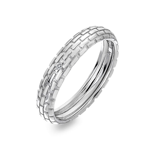 Hot Diamonds Moderný strieborný prsteň s diamantom Woven DR234 50 mm