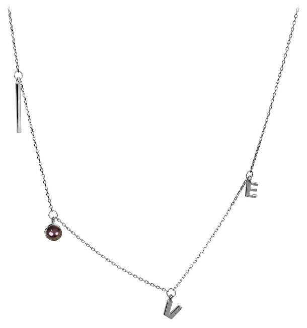 JwL Luxury Pearls Strieborný náhrdelník Love s pravou perlou JL0339