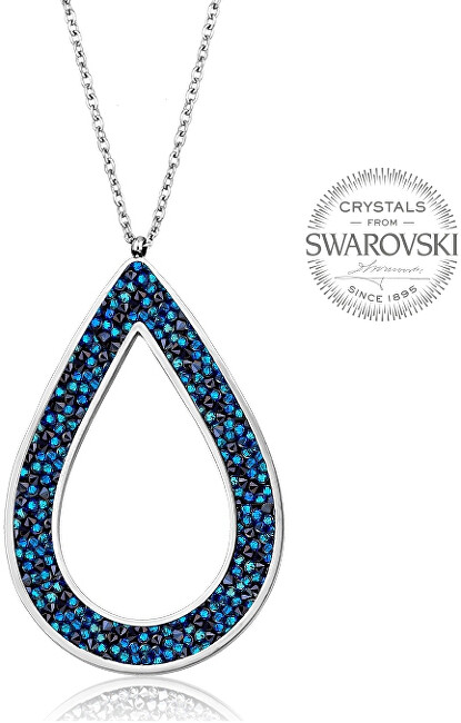 Levien Krásny náhrdelník s kryštálmi SS Rocks Pear 49 bermuda blue