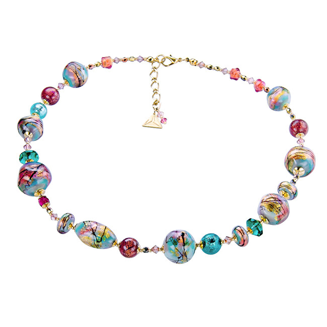 Lampglas Pôvabný náhrdelník Playful Unicorn s 24-karátovým zlatom a rýdzim striebrom v perlách Lampglas NRO10