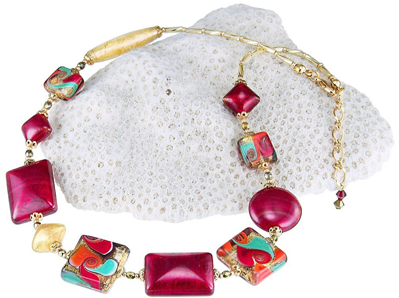 Lampglas Skvostný náhrdelník Indian Summer s 24 karátovým zlatom v perlách Lampglas NRO6