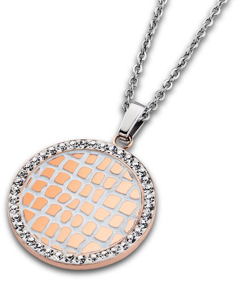 Lotus Style Oceľový náhrdelník s kryštálmi LS1778-1   2