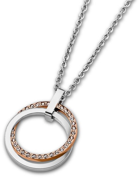 Lotus Style Oceľový náhrdelník s kryštálmi LS1780-1   2