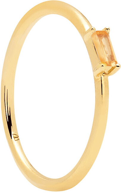 PDPAOLA Minimalistický pozlátený prsteň zo striebra sa zirkónom PEACH AMANI Gold AN01-149 52 mm