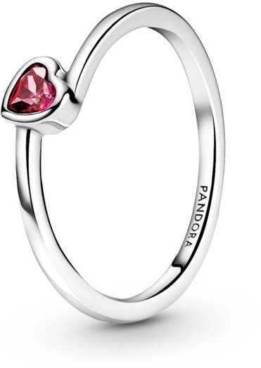 Pandora Romantický strieborný prsteň s červeným srdiečkom People 199267C01 52 mm
