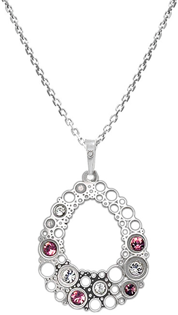Praqia Jewellery Elegantný strieborný náhrdelník s kryštálmi KO2001_CU035_45_RH (retiazka, prívesok)