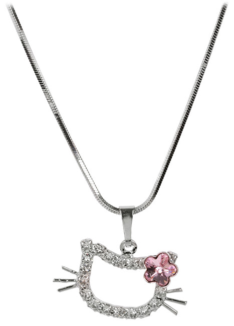 Troli Dievčensky náhrdelník Mačička s kytičkou Light Rose