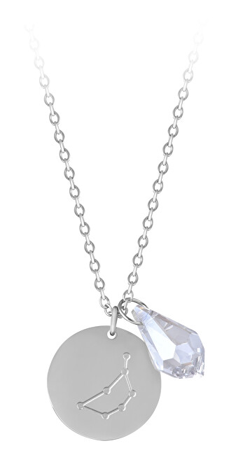 Troli Oceľový náhrdelník Panna sa zirkónom (retiazka, 2x prívesok)