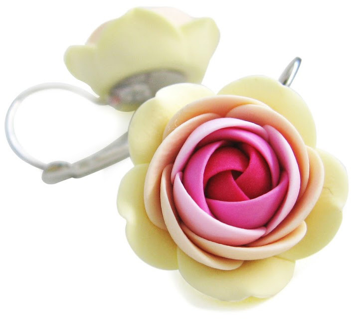 Troli Ružovo-vanilkové visiace náušnice v tvare kvietkov Summer Flower