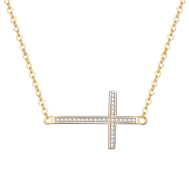 Beneto Pozlátený strieborný náhrdelník s krížikom AGS196   47-GOLD