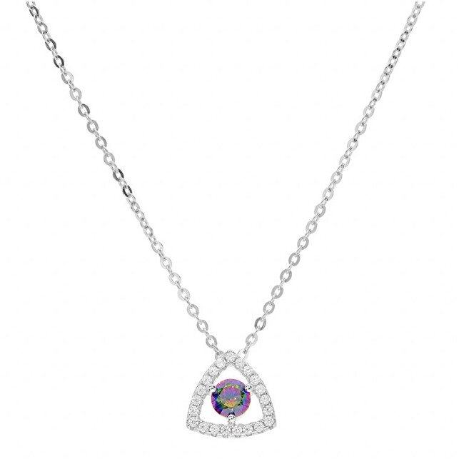 Brilio Silver Slušivý strieborný náhrdelník s dúhovým topazom Mystic Stone MP01594A (retiazka, prívesok)