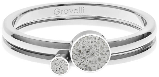 Gravelli Sada oceľových prsteňov s betónom Double Dot oceľová   sivá GJRWSSG108 53 mm