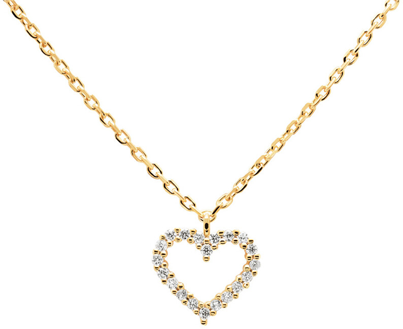 PDPAOLA Nežný pozlátený náhrdelník so srdiečkom White Heart Gold CO01-220-U (retiazka, prívesok)