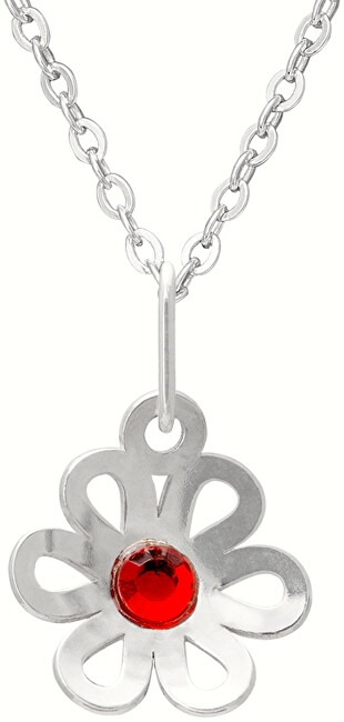 Praqia Jewellery Dievčenské strieborný náhrdelník s kryštálom KO2091_BR030_40_RH (retiazka, prívesok)