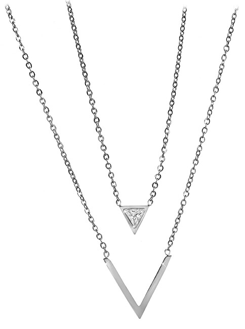 Troli Dvojitý oceľový náhrdelník s trojuholníkmi